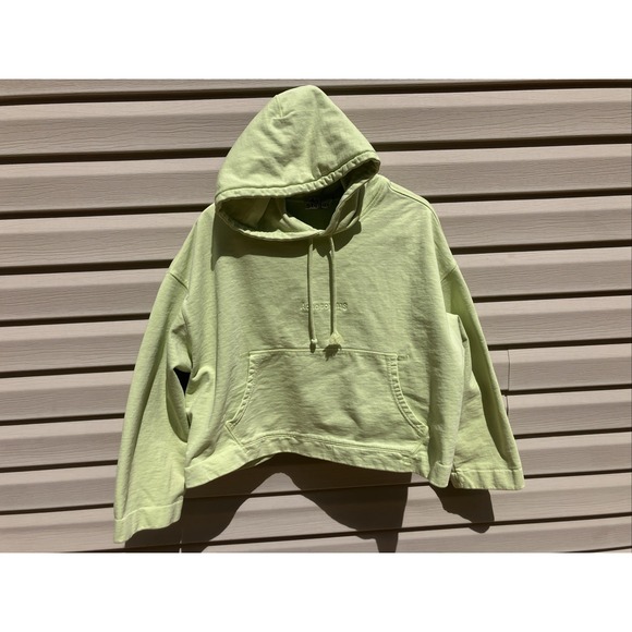 Women's Acne Studios Sweatshirt  Hoodie Joghy Emboss Cotton in Lime Green  M - Picture 1 of 7